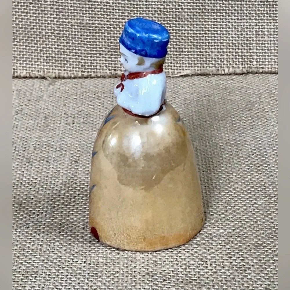 Vintage Iridescent Dutch Boy Bell Small 3.5 Inch Lusterware Cottage Core Kitsch